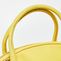 Pre Owned Salvatore Ferragamo Yellow Leather Medium Fiamma Satchel