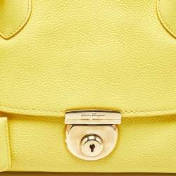 Pre Owned Salvatore Ferragamo Yellow Leather Medium Fiamma Satchel