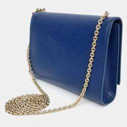 Pre Owned Salvatore Ferragamo Blue Leather Bara Genie Bag