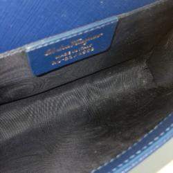 Pre Owned Salvatore Ferragamo Blue Leather Bara Genie Bag