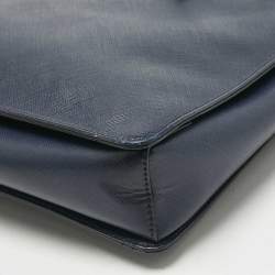 Pre Owned Salvatore Ferragamo Navy Blue Leather Vara Bow Tote