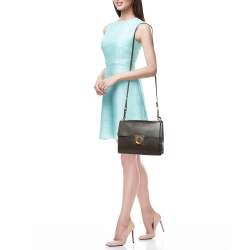 Pre Owned Salvatore Ferragamo Dark Brown Leather Marisol Top Handle Bag