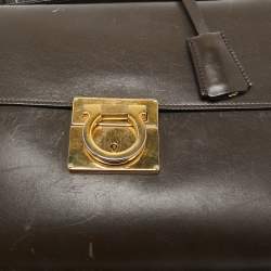 Pre Owned Salvatore Ferragamo Dark Brown Leather Marisol Top Handle Bag