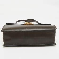 Pre Owned Salvatore Ferragamo Dark Brown Leather Marisol Top Handle Bag