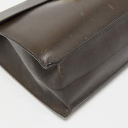 Pre Owned Salvatore Ferragamo Dark Brown Leather Marisol Top Handle Bag