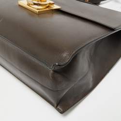 Pre Owned Salvatore Ferragamo Dark Brown Leather Marisol Top Handle Bag