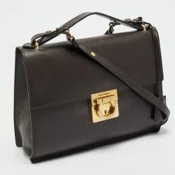 Pre Owned Salvatore Ferragamo Dark Brown Leather Marisol Top Handle Bag
