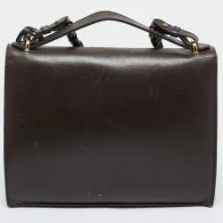 Pre Owned Salvatore Ferragamo Dark Brown Leather Marisol Top Handle Bag