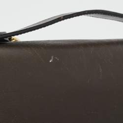 Pre Owned Salvatore Ferragamo Dark Brown Leather Marisol Top Handle Bag