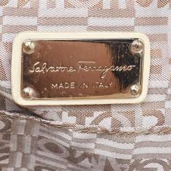 Pre Owned Salvatore Ferragamo White/Grey Python Apollonia Bag