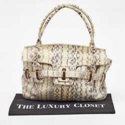 Pre Owned Salvatore Ferragamo White/Grey Python Apollonia Bag