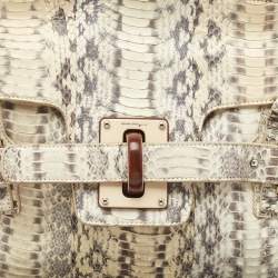 Pre Owned Salvatore Ferragamo White/Grey Python Apollonia Bag