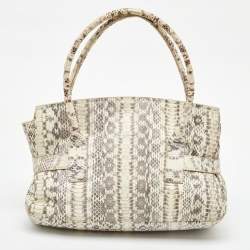 Pre Owned Salvatore Ferragamo White/Grey Python Apollonia Bag