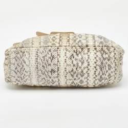 Pre Owned Salvatore Ferragamo White/Grey Python Apollonia Bag