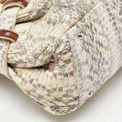 Pre Owned Salvatore Ferragamo White/Grey Python Apollonia Bag