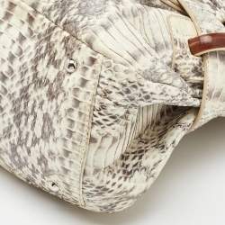 Pre Owned Salvatore Ferragamo White/Grey Python Apollonia Bag