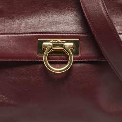 Pre Owned Salvatore Ferragamo Dark Red Leather Medium Sofia Top Handle Bag
