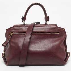 Pre Owned Salvatore Ferragamo Dark Red Leather Medium Sofia Top Handle Bag