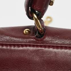 Pre Owned Salvatore Ferragamo Dark Red Leather Medium Sofia Top Handle Bag