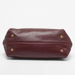 Pre Owned Salvatore Ferragamo Dark Red Leather Medium Sofia Top Handle Bag