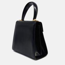 Pre Owned Salvatore Ferragamo Black Leather Kelly Bag Small