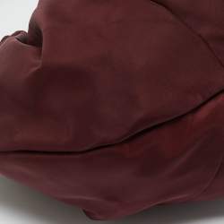 Pre Owned Salvatore Ferragamo Burgundy/Brown Nylon and Patent Leather Vara Bow Hobo