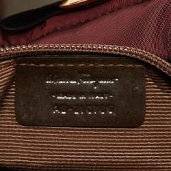 Pre Owned Salvatore Ferragamo Burgundy/Brown Nylon and Patent Leather Vara Bow Hobo