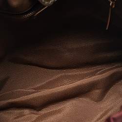 Pre Owned Salvatore Ferragamo Burgundy/Brown Nylon and Patent Leather Vara Bow Hobo