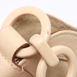 Pre Owned Salvatore Ferragamo Beige Leather and Suede Gancini Shoulder Bag