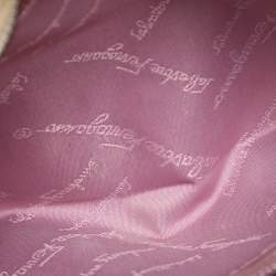 Pre Owned Salvatore Ferragamo Beige Leather and Suede Gancini Shoulder Bag