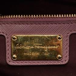 Pre Owned Salvatore Ferragamo Pink Saffiano Leather Vara Bow Chain Flap Shoulder Bag