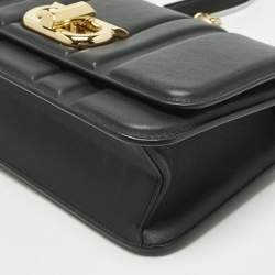 Pre Owned Salvatore Ferragamo Black Embossed Leather Gancini Shoulder Bag