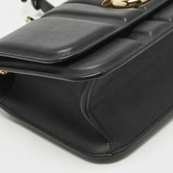 Pre Owned Salvatore Ferragamo Black Embossed Leather Gancini Shoulder Bag