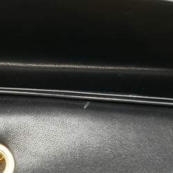 Pre Owned Salvatore Ferragamo Black Embossed Leather Gancini Shoulder Bag