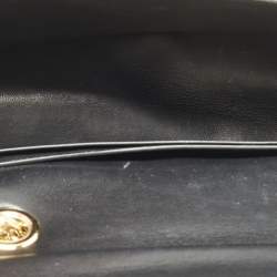 Pre Owned Salvatore Ferragamo Black Embossed Leather Gancini Shoulder Bag