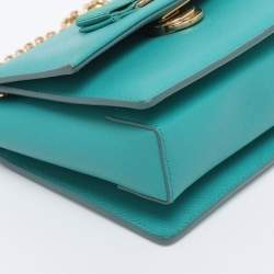 Pre Owned Salvatore Ferragamo Green Leather Mini Ginny Crossbody Bag