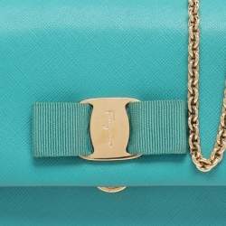 Pre Owned Salvatore Ferragamo Green Leather Mini Ginny Crossbody Bag