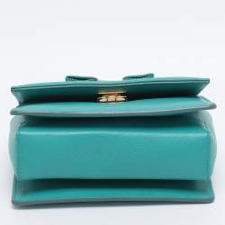 Pre Owned Salvatore Ferragamo Green Leather Mini Ginny Crossbody Bag