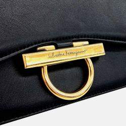 Pre Owned Salvatore Ferragamo Black Leather Joan Shoulder Bag