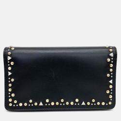 Pre Owned Salvatore Ferragamo Black Leather Vara Chain Crossbody Bag