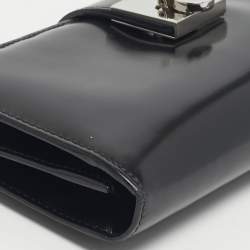 Pre Owned Salvatore Ferragamo Black Glossy Leather Gancini Continental Wallet