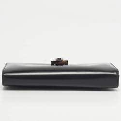 Pre Owned Salvatore Ferragamo Black Glossy Leather Gancini Continental Wallet