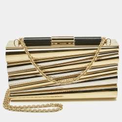 Pre Owned Salvatore Ferragamo x Sara Battaglia Gold/Silver Metal Sinila Clutch