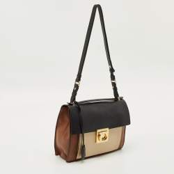 Pre Owned Salvatore Ferragamo Tricolor Leather Marisol Top Handle Bag