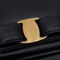 Pre Owned حقيبة كتف سالفاتوري فيراغامو بارا جيني جلد أسود