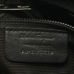 Pre Owned Salvatore Ferragamo Black Gancini Embossed Fabric Flat Messenger Bag