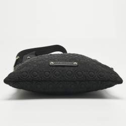 Pre Owned Salvatore Ferragamo Black Gancini Embossed Fabric Flat Messenger Bag