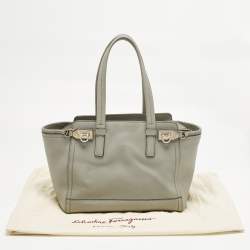 Pre Owned Salvatore Ferragamo Grey Leather Verve Tote
