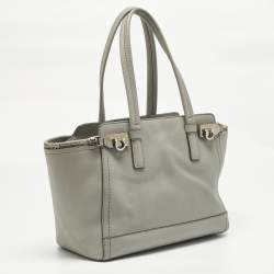 Pre Owned Salvatore Ferragamo Grey Leather Verve Tote