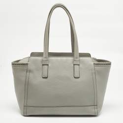 Pre Owned Salvatore Ferragamo Grey Leather Verve Tote